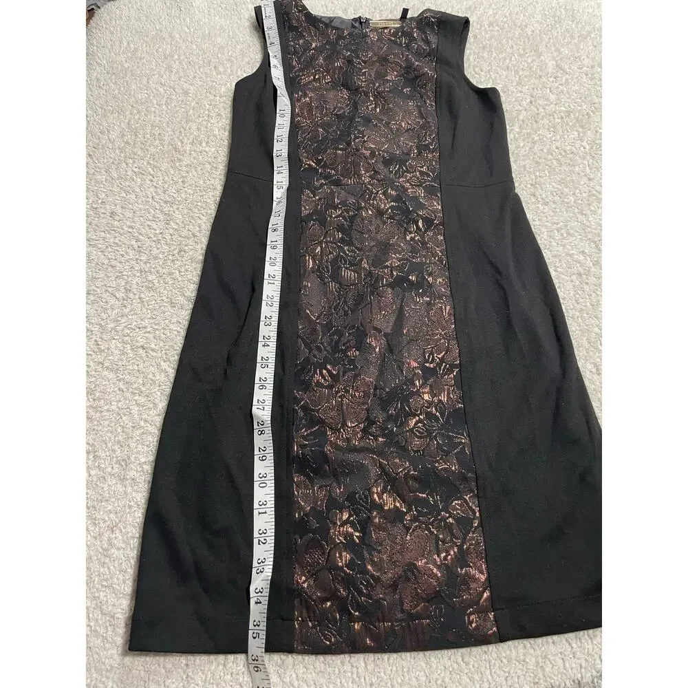 Iman Women's Size XS Floral Sleeveless Lace Sheath Dress Black Brown Cocktail - Picture 6 of 9